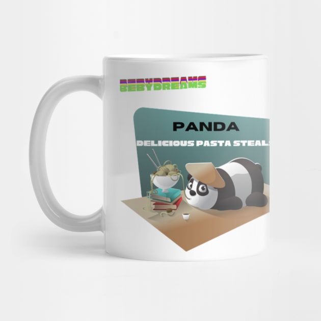 panda steals pasta by panda family